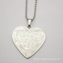 Silver Plated Engravable Stainless Steel Heart Pendant